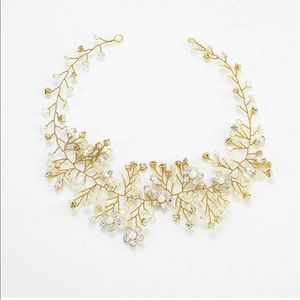 Crystal and Pearl wire boho bridal hair piece